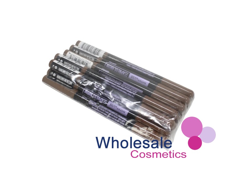 12 x Maybelline Brow Satin Eyebrow Pencil Duo - 02 MEDIUM BROWN